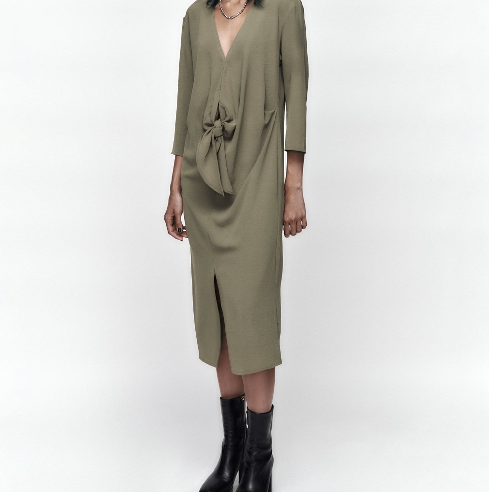 ZARA MIDI KNOTTED DRESS